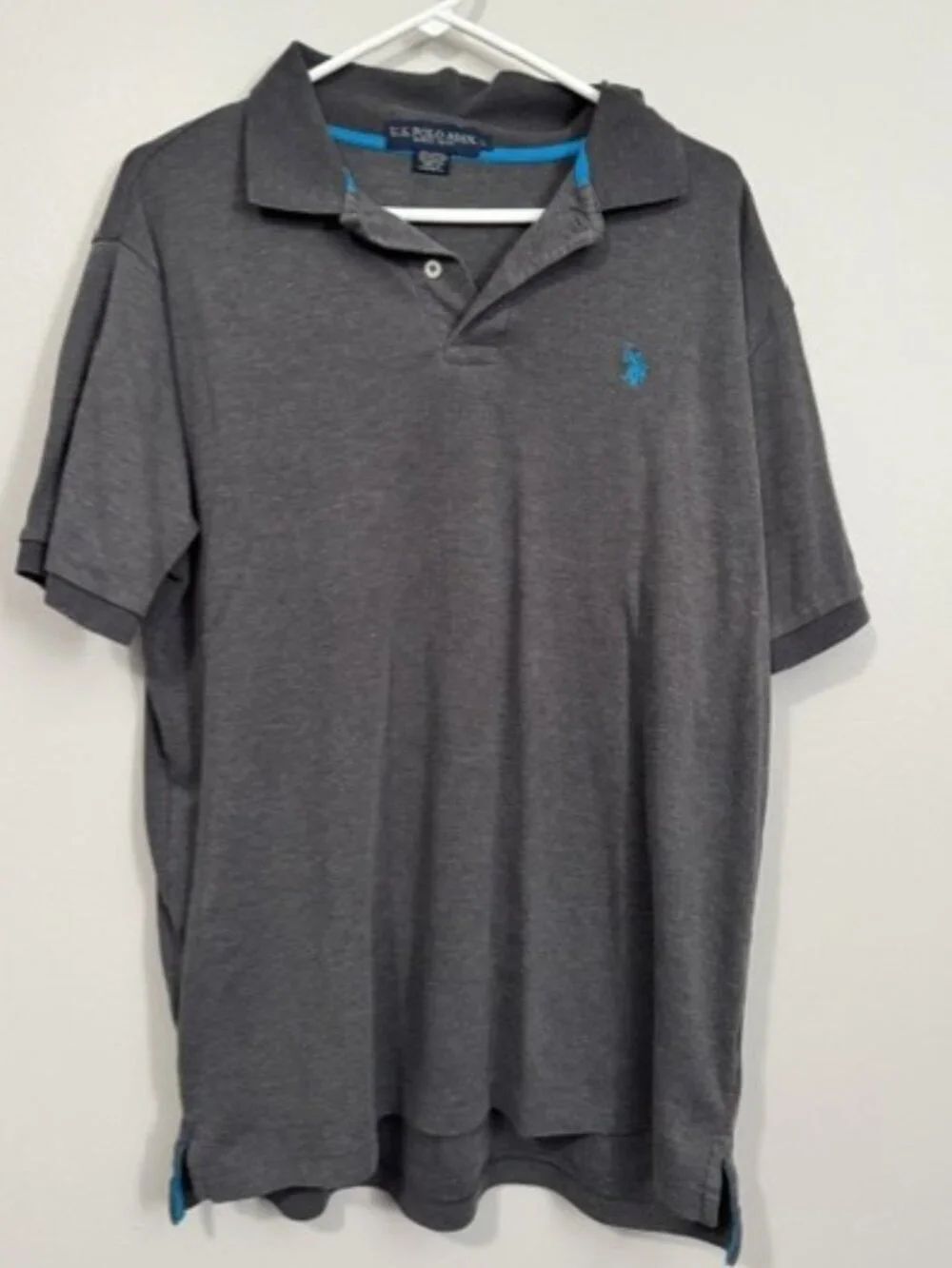 Men's US Polo Assn Short Sleeve Polo Shirt Color Grey/Blue Size Large